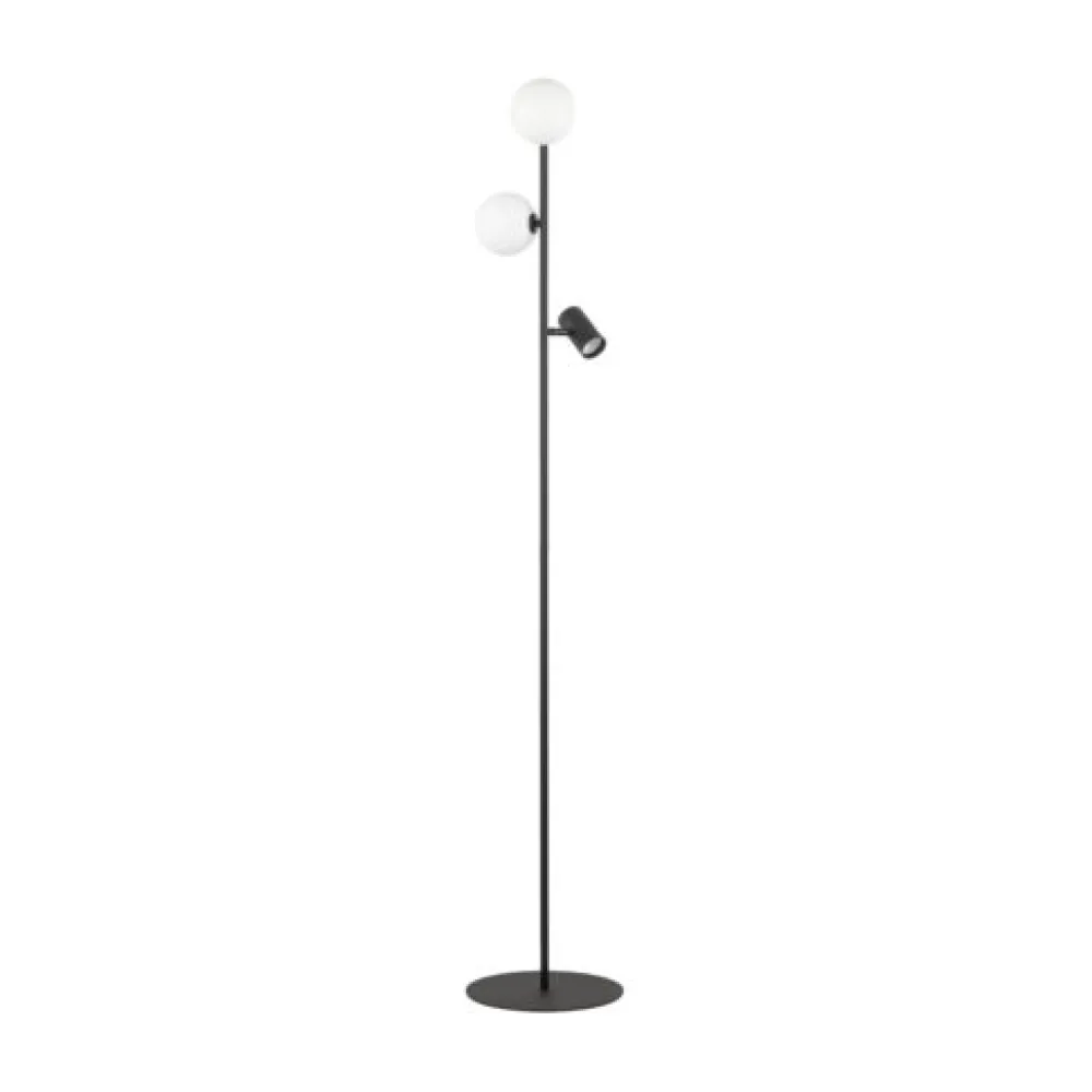 Lampade Da Terra-Selezionato da Mazzolaluce Piantana nera moderna sfere vetro di vetro con faretti orientabili