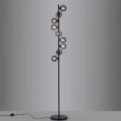 Lampade Da Terra-Selezionato da Mazzolaluce Piantana nera moderna spirale sfwere di vetro fume per soggiorno