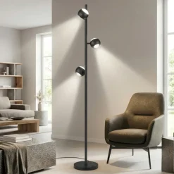 Lampade Da Terra-Selezionato da Mazzolaluce Piantana nera sfere orientabili led biemissione da 2700k a 6500k