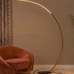 Lampade Da Terra-Selezionato da Mazzolaluce Piantana oro lampada arco base marmo nero led 15w 2700k dimmerabile