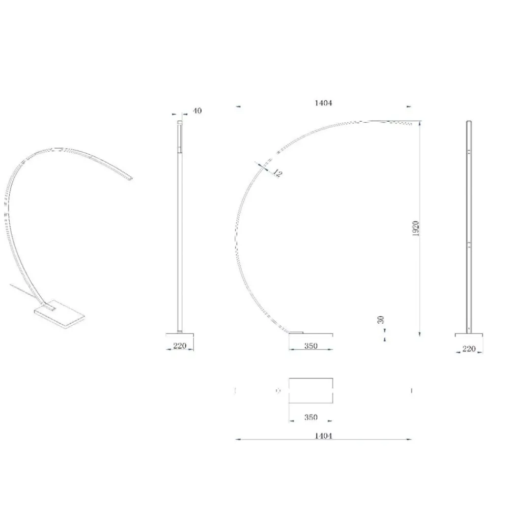 Lampade Da Terra-Selezionato da Mazzolaluce Piantana oro lampada arco base marmo nero led 15w 2700k dimmerabile