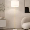 Lampade Da Terra-Selezionato da Mazzolaluce Piantana oro lucido paralume tessuto nero per soggiorno contemporaneo