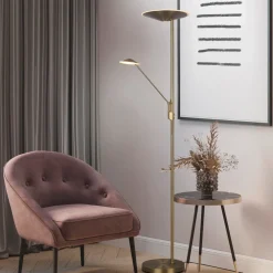 Lampade Da Terra-Selezionato da Mazzolaluce Piantana ottone anticato 2 luci orientabili led 2700k-3200k-4000k