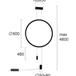 Lampade Da Terra-Selezionato da Mazzolaluce Piantana pendente dal soffitto nera cerchio led design moderna fp