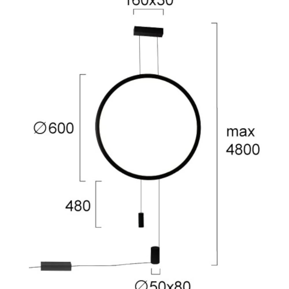 Lampade Da Terra-Selezionato da Mazzolaluce Piantana pendente dal soffitto nera cerchio led design moderna fp