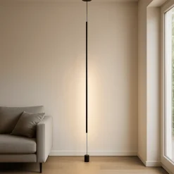 Lampade Da Terra-Selezionato da Mazzolaluce Piantana pendente nera tubolare sospesa attacco a soffitto led 20w 3000k