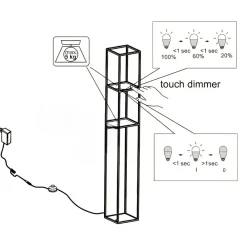 Lampade Da Terra-Selezionato da Mazzolaluce Piantana porta oggetti nera lampada led3000k dimmerabile