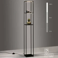 Lampade Da Terra-Selezionato da Mazzolaluce Piantana porta oggetti nera lampada led3000k dimmerabile