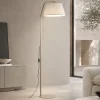 Lampade Da Terra-Selezionato da Mazzolaluce Piantana sabbia piccolo arco metallo paralume tessuto lino