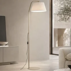 Lampade Da Terra-Selezionato da Mazzolaluce Piantana sabbia piccolo arco metallo paralume tessuto lino