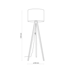 Lampade Da Terra-Selezionato da Mazzolaluce Piantana scandinava tre piedi di legno noce paralume lino beige