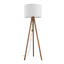Lampade Da Terra-Selezionato da Mazzolaluce Piantana tre piedi di legno noce scandinavo paralume lino