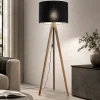 Lampade Da Terra-Selezionato da Mazzolaluce Piantana tre piedi di legno noce paralume lino nero