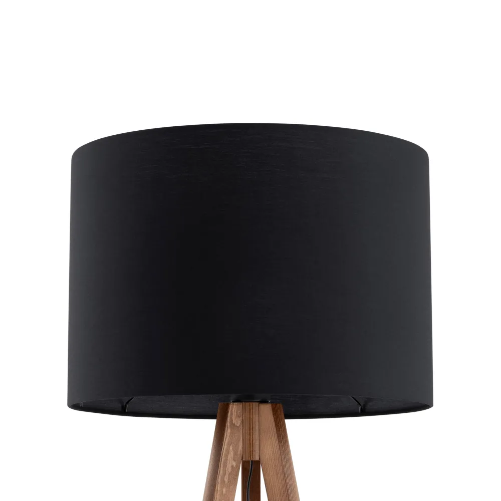 Lampade Da Terra-Selezionato da Mazzolaluce Piantana tre piedi di legno noce paralume lino nero