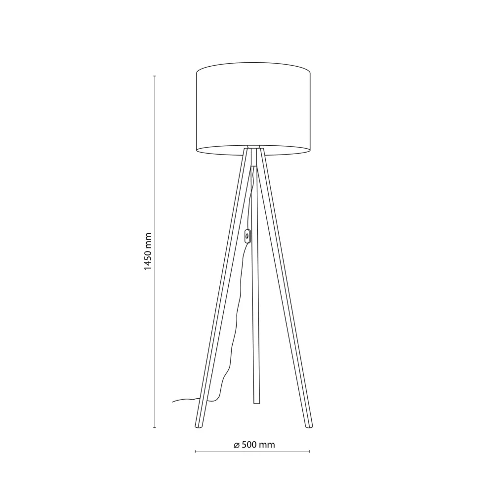 Lampade Da Terra-Selezionato da Mazzolaluce Piantana tre piedi di legno noce paralume lino nero