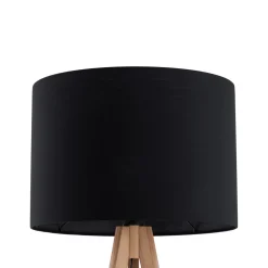 Lampade Da Terra-Selezionato da Mazzolaluce Piantana tre piedi di legno scandinavo pino con paralume nero