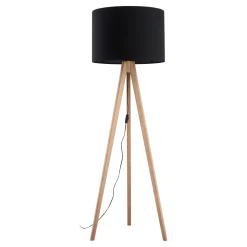 Lampade Da Terra-Selezionato da Mazzolaluce Piantana tre piedi di legno scandinavo pino con paralume nero