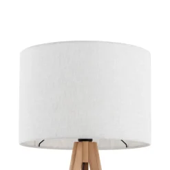 Lampade Da Terra-Selezionato da Mazzolaluce Piantana tre piedi in legno pino scandinavo con paralume lino