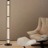 Lampade Da Terra-Selezionato da Mazzolaluce Piantana tubolare led 3000k nera in vetro rigato trasparente per soggiorno salotto
