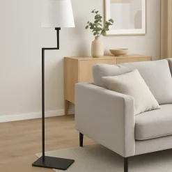 Lampade Da Terra-Selezionato da Mazzolaluce Piantane da salotto minimalista metallo nero paralume bianco