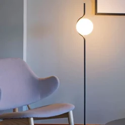 Lampade Da Terra-Selezionato da Mazzolaluce Piantane da terra vetro nero opaco vetro bianco led 3000k dimmerabile