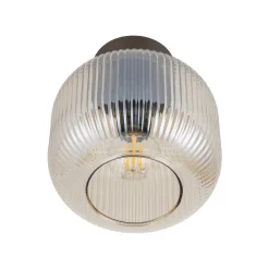 Plafoniere Moderne-Selezionato da Mazzolaluce Piccola plafoniera da soffitto sfera di vetro rigato cognac trasparente