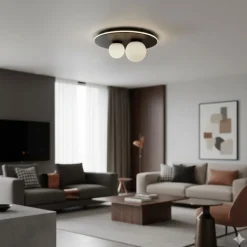 Plafoniere Moderne-Selezionato da Mazzolaluce Piccola plafoniera moderna nera 40 cm bocce vetro opaco led 3000k dimmerabile