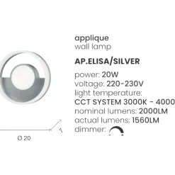Plafoniere Moderne-Ondaluce Piccola plafoniera tonda elisa led cct 3000k 4000k dimmerabile