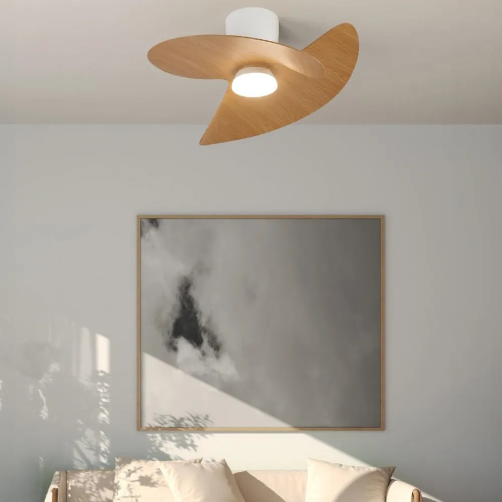 Ventilatori Da Soffitto-Selezionato da Mazzolaluce Piccolo ventilatore da soffitto led cct bianco e pale legno max 13mq