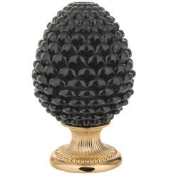 Soprammobili Moderni-Bongelli Preziosi Pigna da tavolo 35cm nero oro di ceramica