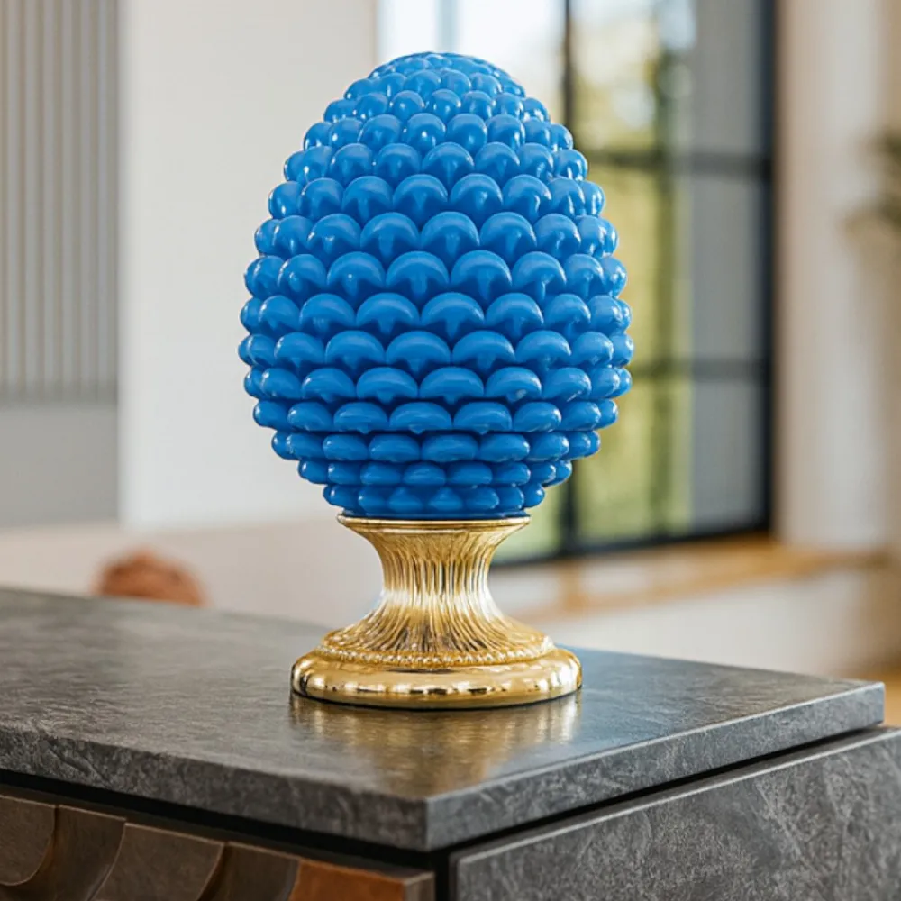 Soprammobili Moderni-Bongelli Preziosi Pigna da tavolo h17 ceramica blu oro