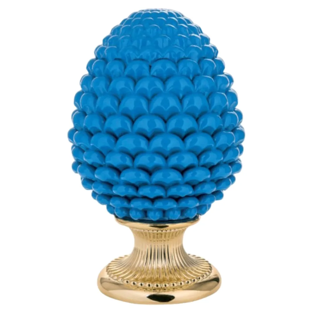 Soprammobili Moderni-Bongelli Preziosi Pigna da tavolo h17 ceramica blu oro