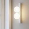 Applique Da Parete-Ideal Lux Ping pong ap2 applique led 6w 3000k bianca due sfere vetro bianco