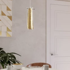 Lampade A Sospensione-Eglo Pinto gold lampada a sospensione per cucina design elegante