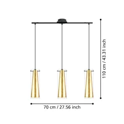 Lampadari Cucina-Eglo Pinto gold lampadario cucina colore oro con 3 luci pendenti