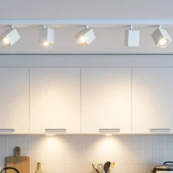 Plafoniere Moderne-Top Light Plafoniera a binario bianca moderna 5 luci orientabili gu10 per cucina kibo