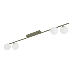 Plafoniere Moderne-Selezionato da Mazzolaluce Plafoniera a binario 141 cm verde oliva con sfere in vetro per soggiorno moderno