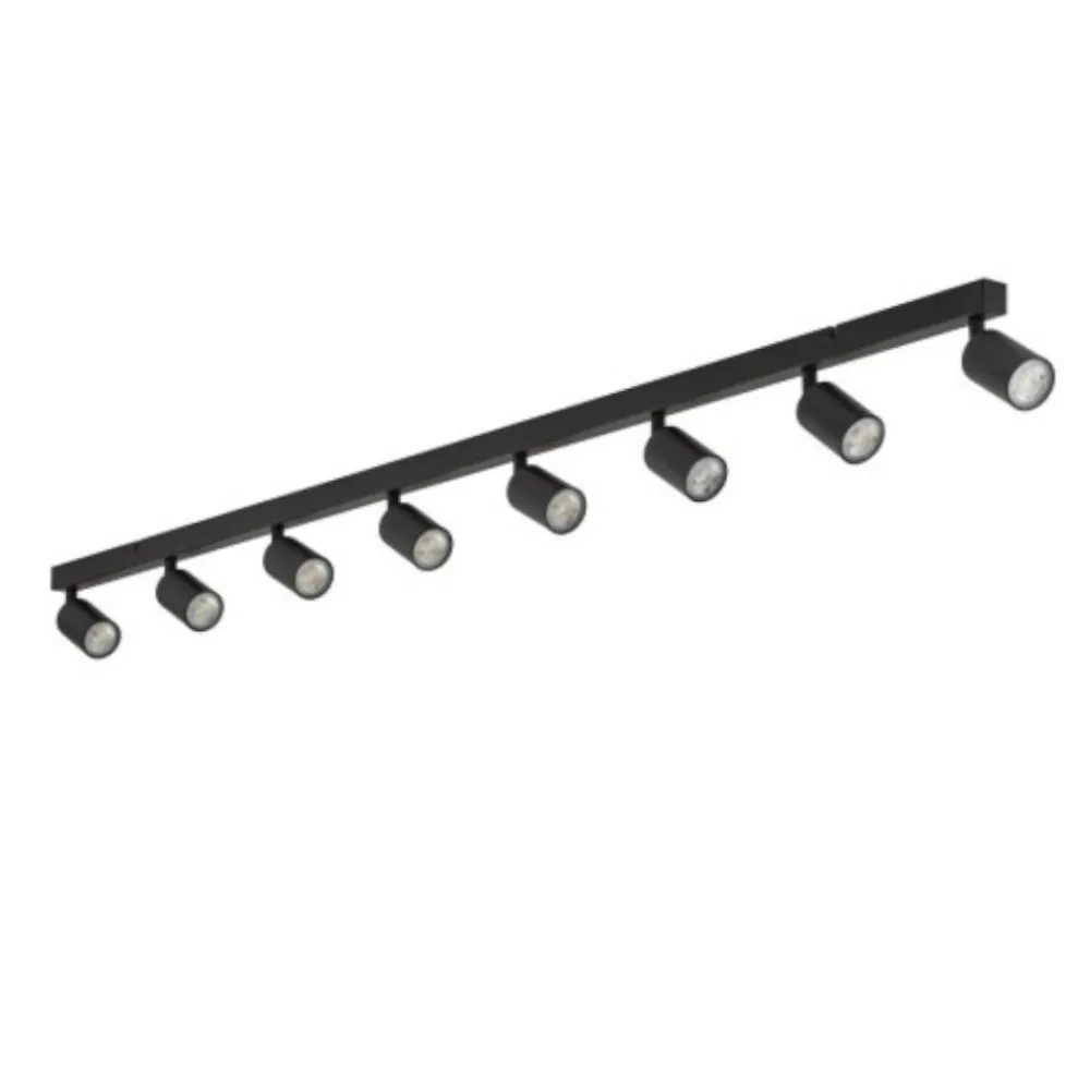 Plafoniere Moderne-Selezionato da Mazzolaluce Plafoniera a binario nera 170cm con 8 faretti orientabili