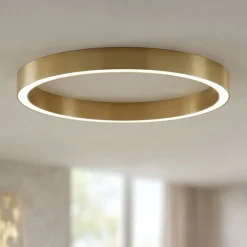 Lampadari Moderni-Selezionato da Mazzolaluce Plafoniera ad anello led 3000k dimmerabile oro 80cm