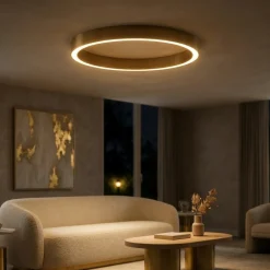 Lampadari Moderni-Selezionato da Mazzolaluce Plafoniera ad anello led 3000k dimmerabile oro 80cm