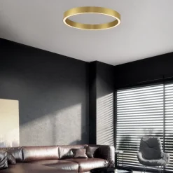 Lampadari Moderni-Selezionato da Mazzolaluce Plafoniera ad anello led 3000k dimmerabile oro 80cm