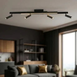 Plafoniere Moderne-Selezionato da Mazzolaluce Plafoniera allungabile nera con faretti led orientabili telecomando