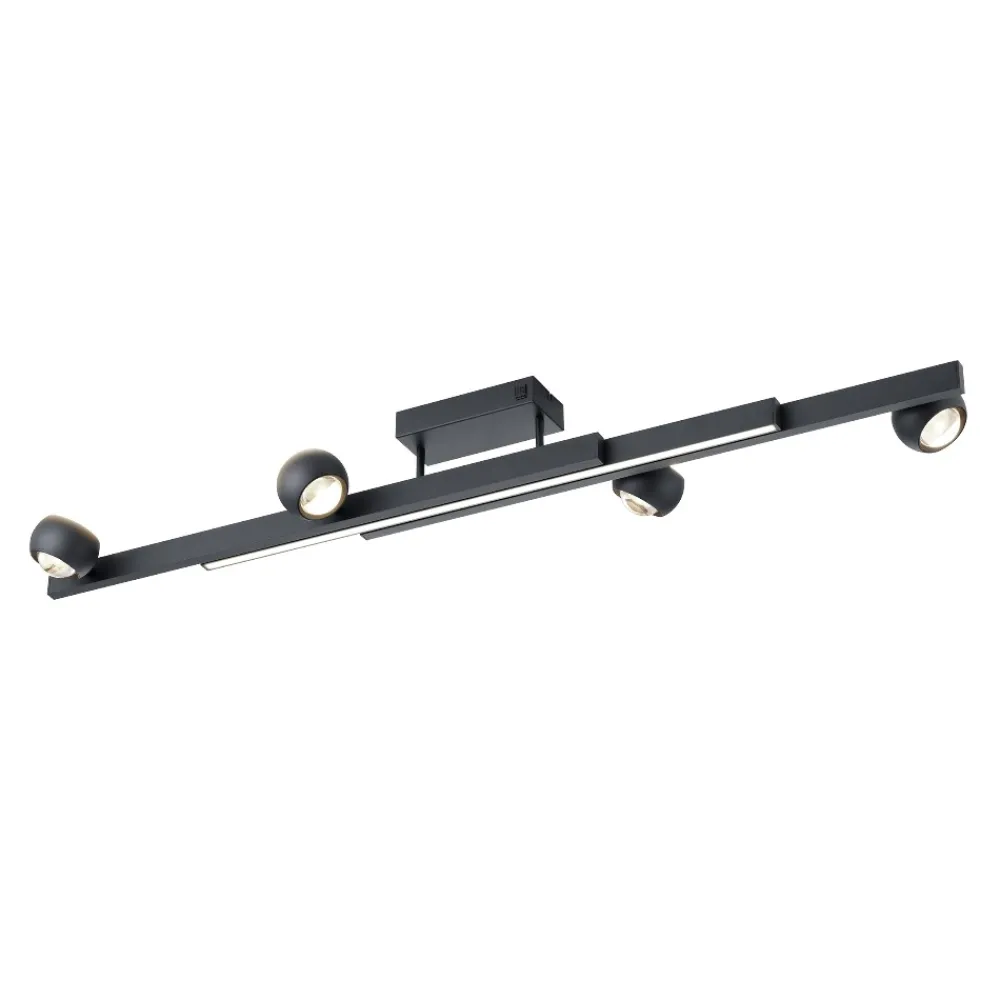 Plafoniere Moderne-Selezionato da Mazzolaluce Plafoniera allungabile nera led 2700k-6500k luci orientabili con telecomando