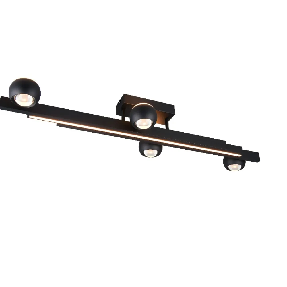 Plafoniere Moderne-Selezionato da Mazzolaluce Plafoniera allungabile nera led 2700k-6500k luci orientabili con telecomando