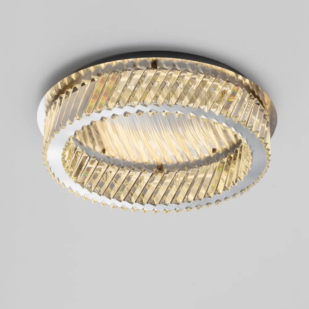 Plafoniere Moderne-Selezionato da Mazzolaluce Plafoniera anello di cristallo per camera da letto led 40w 3000k