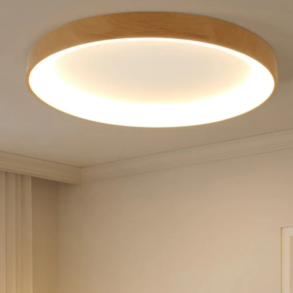 Plafoniere Moderne-Selezionato da Mazzolaluce Plafoniera anello effetto legno 90cm led 2700k a 5000k con telecomando