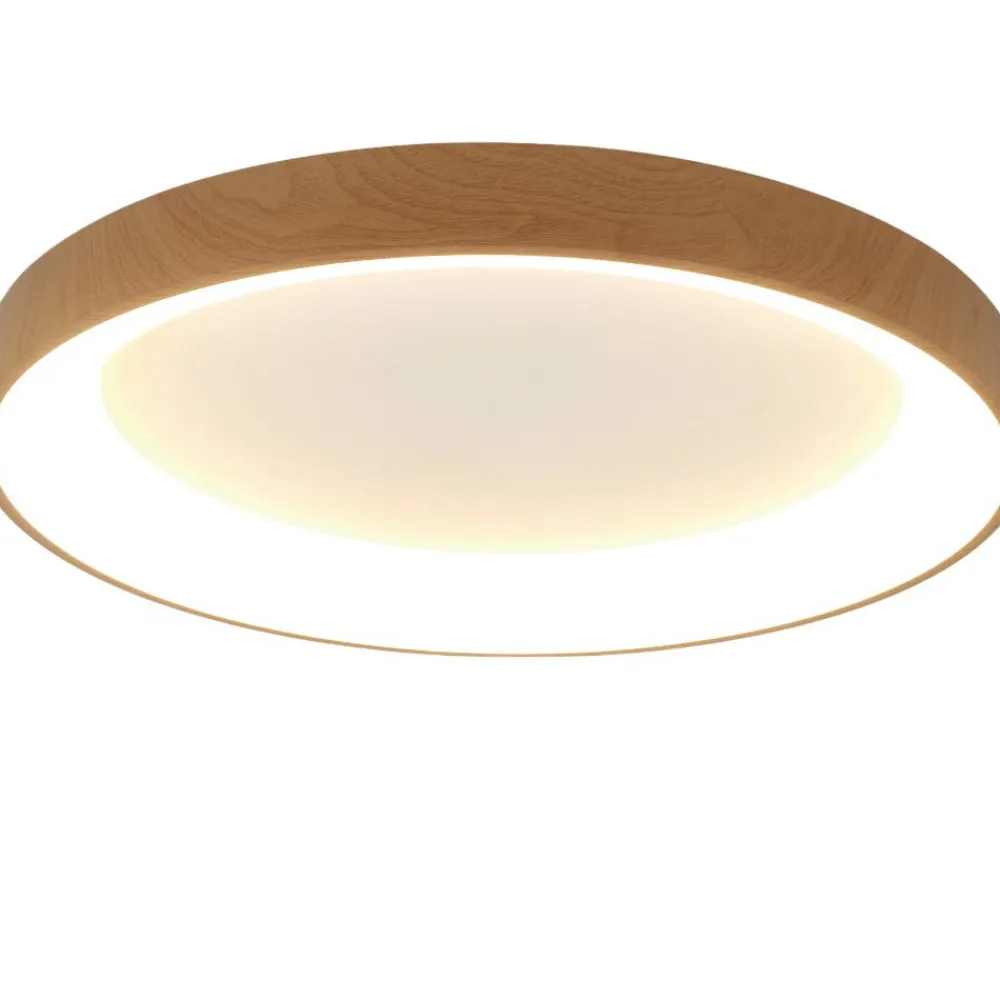 Plafoniere Moderne-Selezionato da Mazzolaluce Plafoniera anello effetto legno 90cm led 2700k a 5000k con telecomando