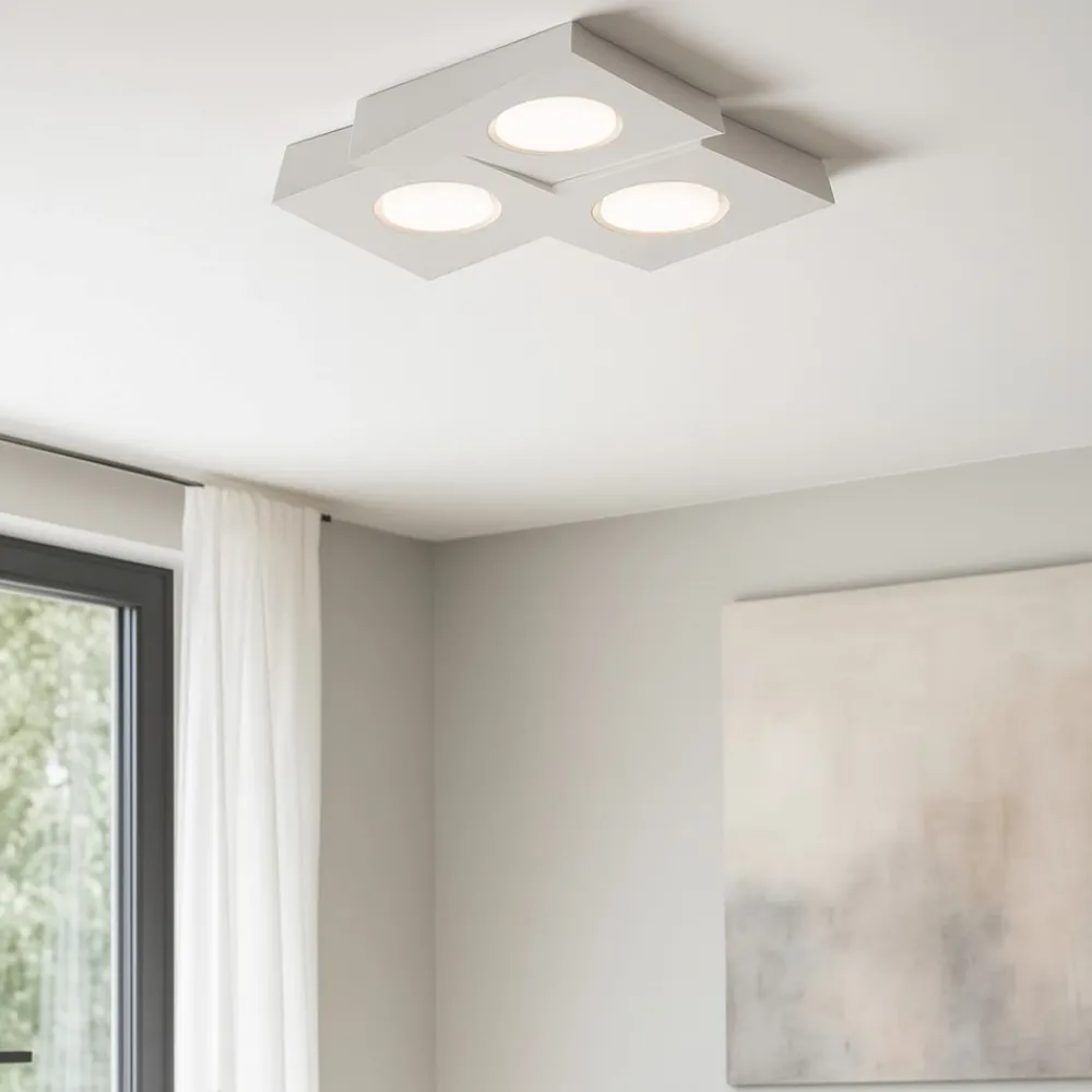 Plafoniere Moderne-Sforzin Illuminazione Plafoniera bianca da cucina moderna in gesso sforzin anchise
