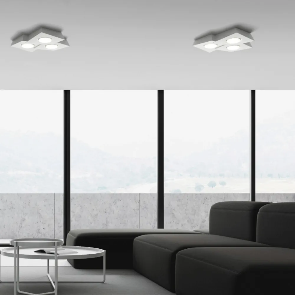 Plafoniere Moderne-Sforzin Illuminazione Plafoniera bianca da cucina moderna in gesso sforzin anchise