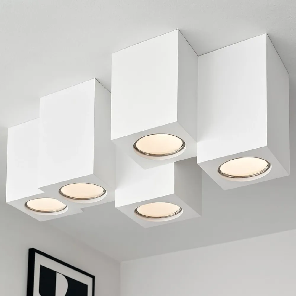 Plafoniere Moderne-Selezionato da Mazzolaluce Plafoniera bianca design moderna cubi in gesso fp